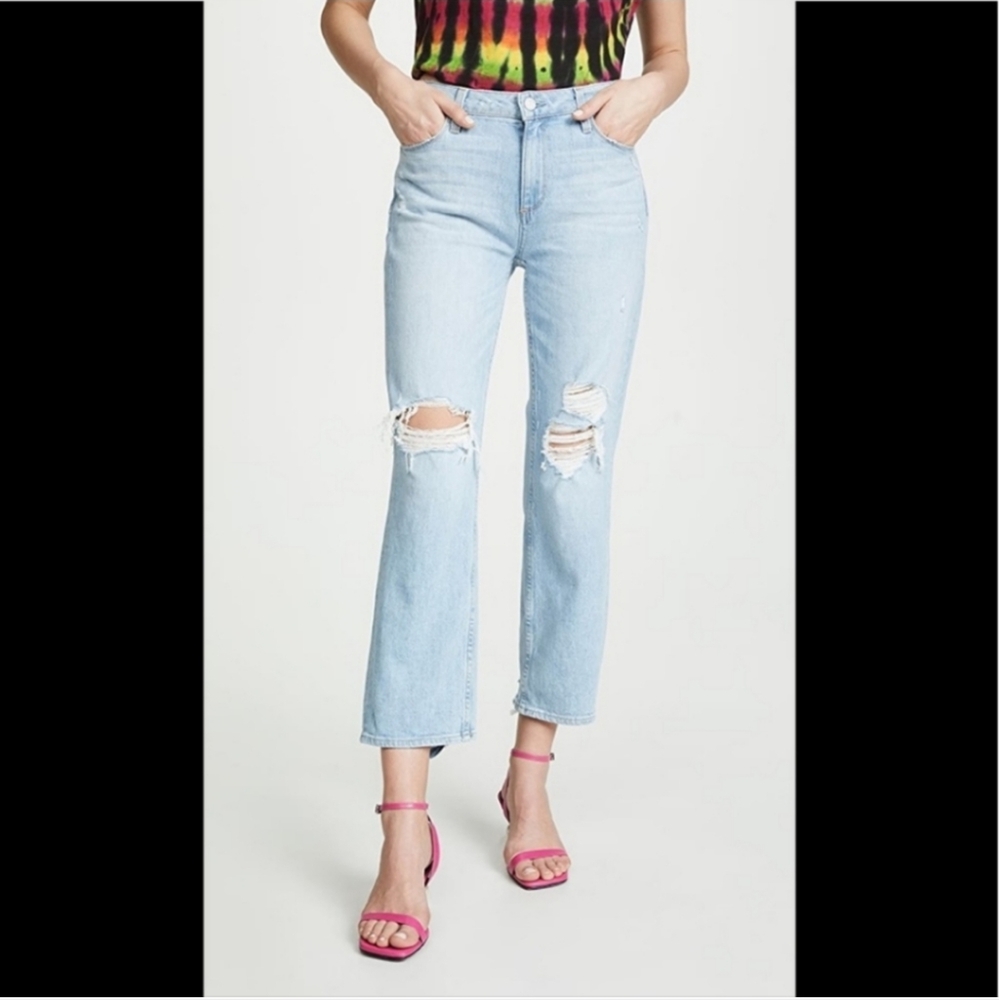 PAIGE Noella Myrtle Destructed Relaxed Straight Leg Distressed Jeans